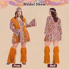 Disfraz Hippie Mujer Talla Grande - Conjunto Ideal para Carnaval