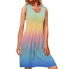 Vestido Ceremonia Estampado Degradado Multicolor - Larga Elegancia Hippie