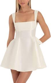 Vestido Blanco por la Rodilla Estilo Hippis AMDOLE