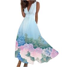 Vestido Largo Fluido con Estampado Acuarela para Vacaciones