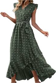 Vestido Volantes Lunares con Hendidura - Estilo Hippie