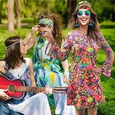 Vestido Fiesta Hippie Corto para Halloween y Carnaval