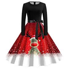 Vestido Estampado Navideño Estilo Hippie - Perfecto para la Noche de Navidad