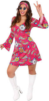 Disfraz de Vestido Hippie para Mujeres con Cintillo Redondas