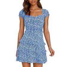 Vestido Corto Flores Escote Hippie - Vintage Elegante