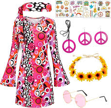 Vestido Accesorio Discoteca Fantasía Carnaval - Disfraz Hippie Ideal