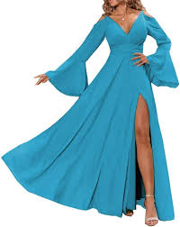 Vestido Formal Cuello Mangas en Tonos Violetas y Malvas - Estilo Hippie