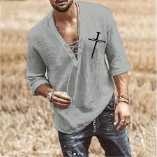 Camisa Transpirable Monocolor para Hombre - Estilo Hippie