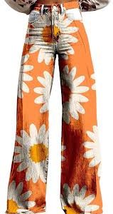 Pantalones Elásticos Estampados con Bolsillos para Mujer