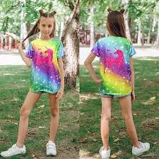 Camiseta Hippie Niña Anudado Redondo Arcoíris