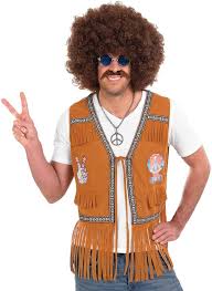 Chaleco Flecos Marrón Hippie para Hombre - Estilo Bohemio y Único