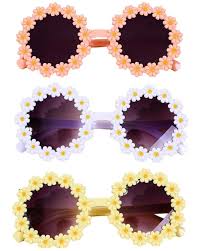 Gafas Hippie Niña - Redondas Margaritas Temáticas Mascarada