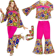 Disfraz Hippie Mujer Años 70 - Bseical