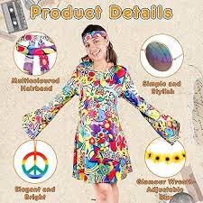 Disfraz Hippie Mujer con Complementos - Estilo Bohemio y Colorido