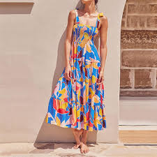 Kelsiop Vestido Verano Estampado Tirantes - El Toque Hippie Perfecto para la Playa