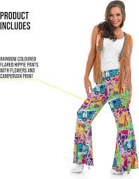 Pantalones Disfraz Hippie para Mujer - Fun Shack