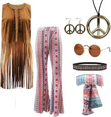 Disfraz Chaleco Pantalones Accesorios Discoteca - Estilo Hippie para Mujer