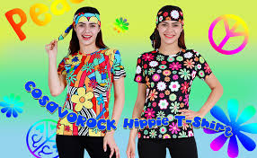 Disfraz Hippie Camiseta Diadema para Mujer - Vive la Era del Amor