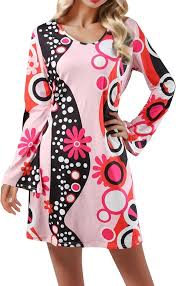 Vestido Elegante Estampado para Mujeres - Estilo Hippie con Manga Larga