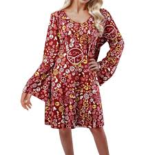 Vestido Elegante Estampado para Discoteca - Estilo Hippie con Manga Larga