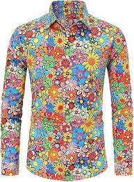 Camisa Hippie Ajustada Hawaiana para Hombre - Estilo Años 60