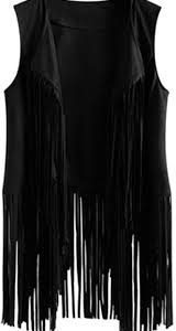 Chaleco Hippie Sintética Vintage para Mujer con Flecos