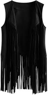 Chaleco Hippie Sintética Vintage para Mujer con Flecos