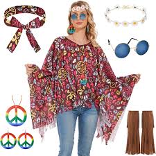Conjunto de Disfraz Hippie para Mujer con Accesorios