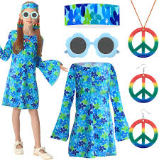 Disfraz Hippie Niña 6 Años - GreenYeah Floreado para Carnaval