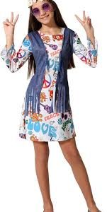 Disfraz Hippie Chica Multicolor para Niña de 6 Años
