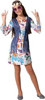 Disfraz Hippie Chica Multicolor para Niña de 6 Años