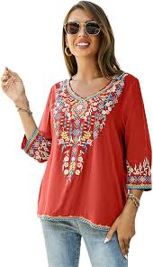 Camisa Floral Vintage Étnica para Mujer - Estilo Hippie