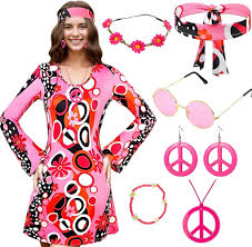 Disfraz Vestido Crusward para Carnaval - Ropa Hippie Mujer Años 70