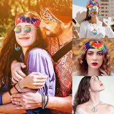 Accesorios Disfraz Hippie: Pendientes Redondos y Diademas para un Look Único