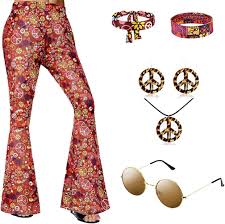 Pantalones Acampanados Estampados CosCool - Disfraz Hippie Ideal