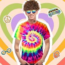 Camiseta Disfraz Hippie con Diadema para Carnaval