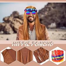Set Hippie para Hombre - Disfraz Chaleco Accesorio Halloween