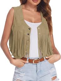 Disfraz Hippie Chaleco con Flecos para Discoteca