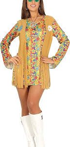Disfraz Hippie Corto Para Mujer - Estilo Retro a Buen Precio