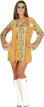 Disfraz Hippie Corto Para Mujer - Estilo Retro a Buen Precio