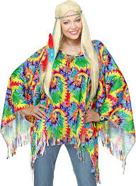Poncho Bandana Colorido: Disfraz Hippie Unisex Ideal