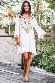 Vestido Corto Hippie Bohemio Bordado SHU SHI