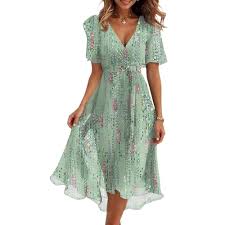 Vestido Elegante Piscina Bohemio Primavera - Verde Hippie