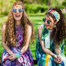 Pack Disfraz Hippie LAMEK - Accesorios de Fiesta Redondas Margarita