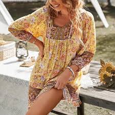 Vestido Verano Vintage Bohemio Estampado - Estilo Boho Hippie