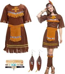 Vestido Princesa Doncella Indígena Americana - Accesorios Únicos