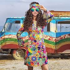Disfraz Hippie Vestido para Discoteca y Carnaval EQWIGKEIT
