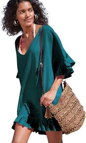 Vestido Tipo Kimono Hippie con Volantes