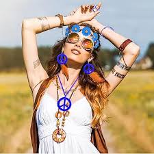 Accesorios Disfraz Hippie para Mujer: Pendientes y Diadema