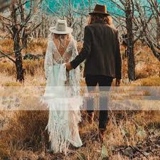 Vestido Novia Romántico Hippie Simplicidad Elegante